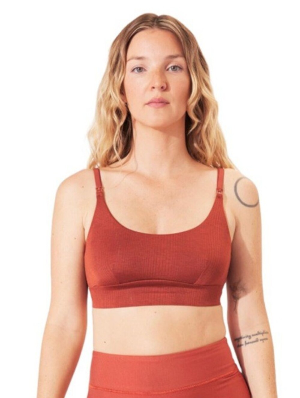 Bodily The Everything Everyday Ribbed Scoop Nursing Bralette — Rust